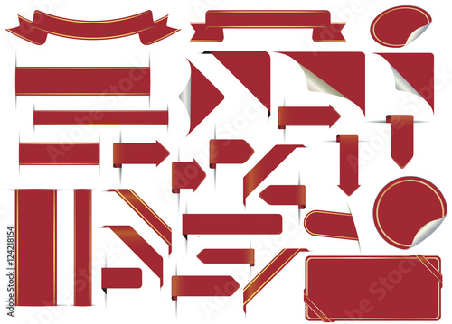 set of dark red design elements