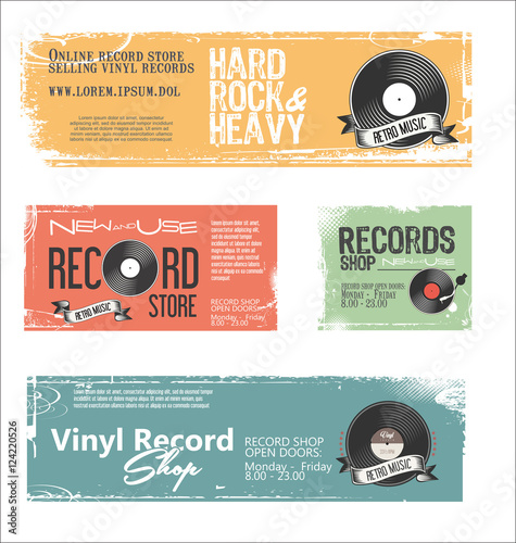 Record shop retro vintage background