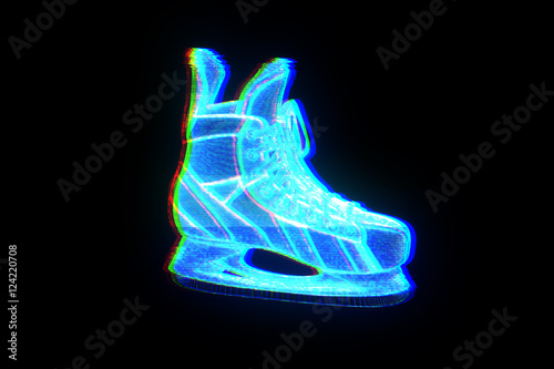 Ice Skate in Hologram Wireframe Style. Nice 3D Rendering 
