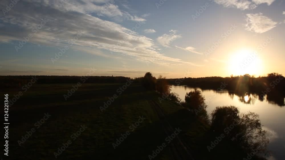 beautiful autumn landscape and the sunset over the river beautiful autumn landscape and the sunset over the river
