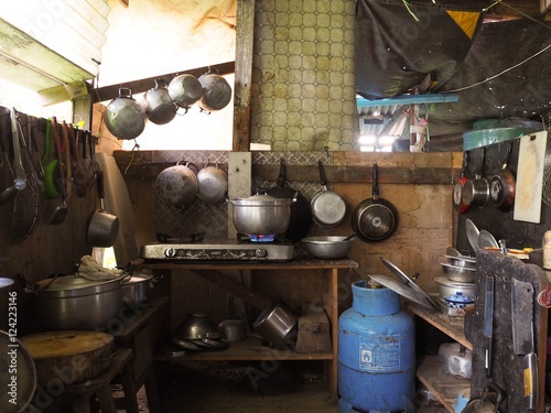 Local thai old traditional kitchen and heating pot