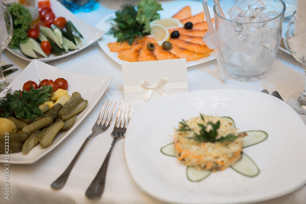 Blank event Guest Card on restaurant table Blank event Guest Card on restaurant table