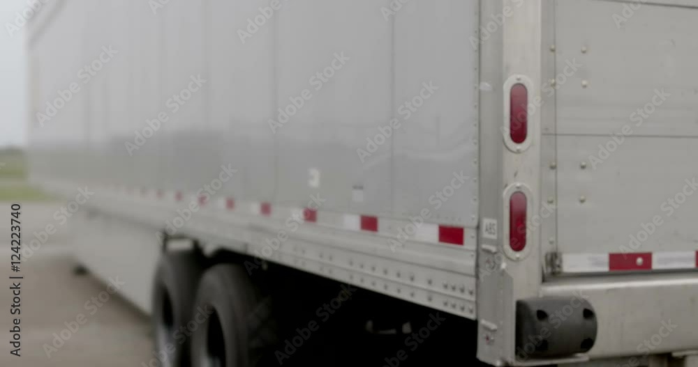 Close up of tractor trailer