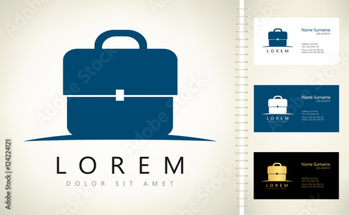Brief bag. Business briefcase vector logo