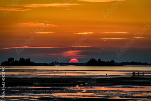 Sunset in the Grado lagoon, Italy