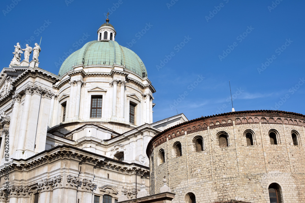 The two churches of Piazza del Duomo in Brescia - Lombardy - Ita