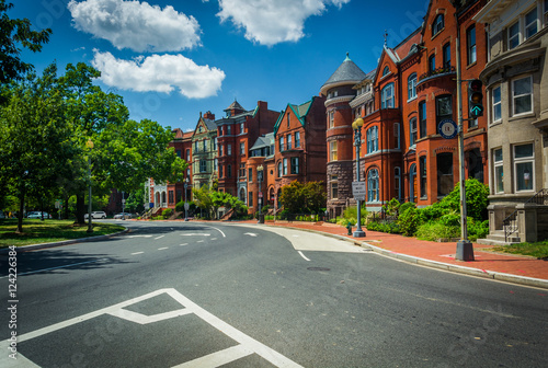 Historic row houses along Logan Circle, in Washington, DC. photo