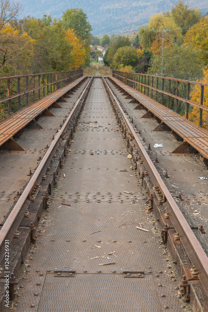 Obraz premium old railway. guide lines stretching into the horizon. linear perspective