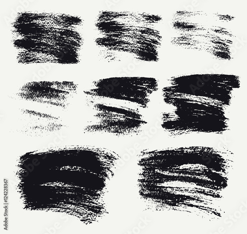 Vector set of hand drawn brush strokes and stains.