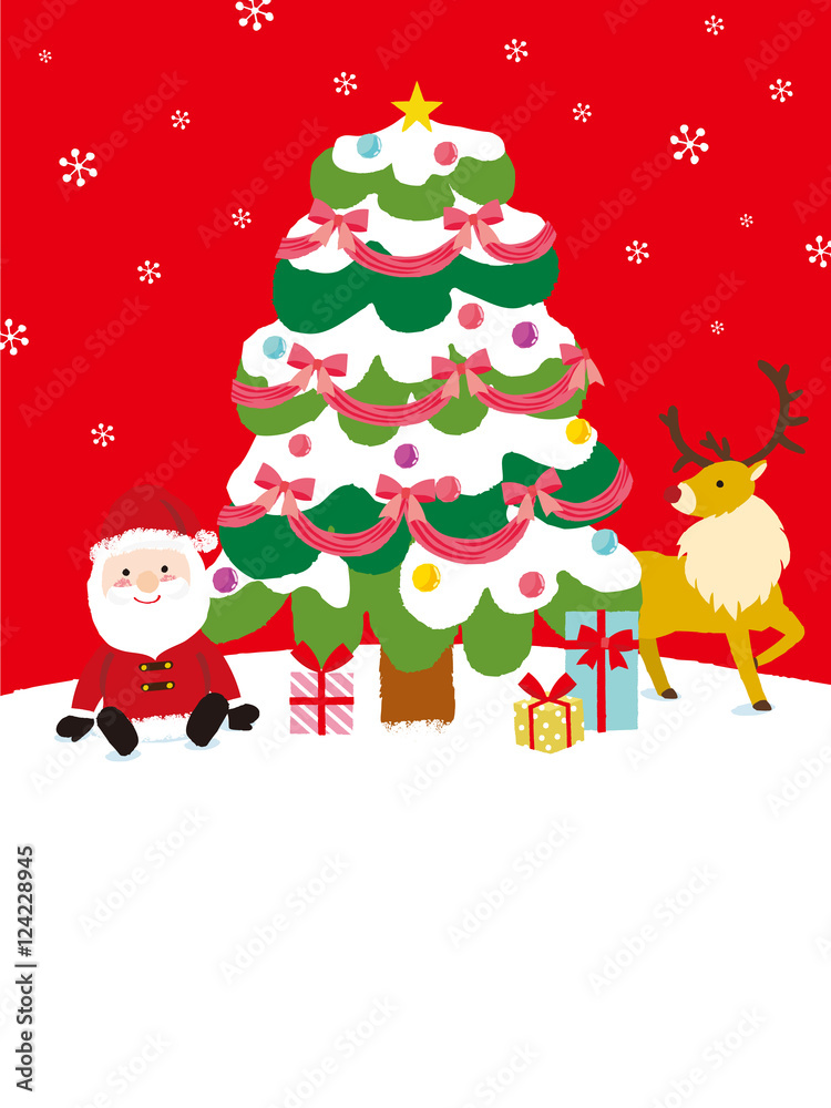 クリスマスツリーとサンタとトナカイ