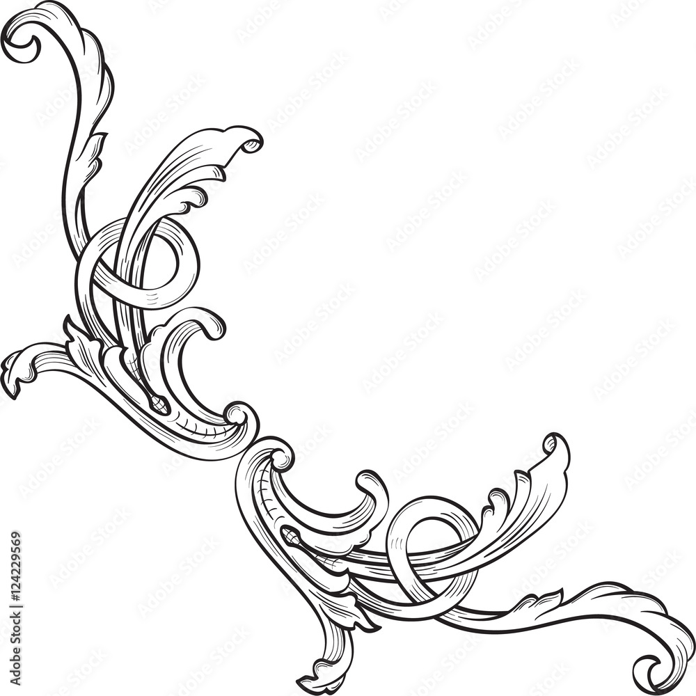 Swirl corner art element Swirl corner art element