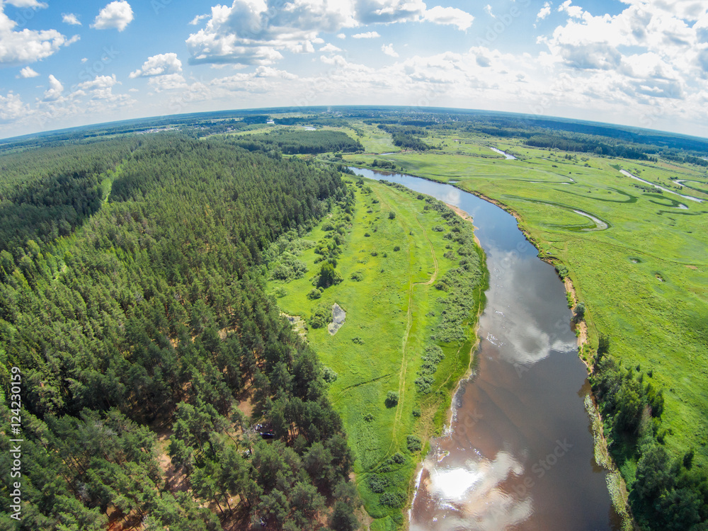 The view from the height of the river Mologa in the area Lounges