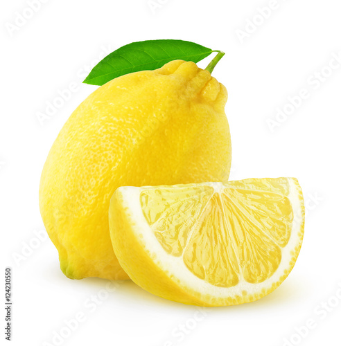 Isolated cut lemon fruit