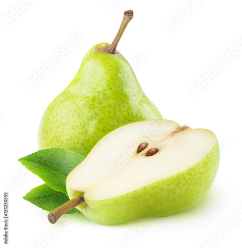 Fotografie, Obraz One ana a half isolated green pears