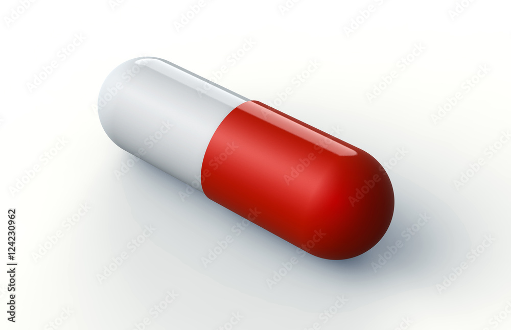 red and white pill capsule isolated on white Stock Illustration Adobe