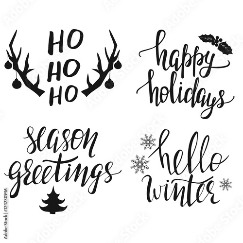 Hand lettered Christmas greeting phrases