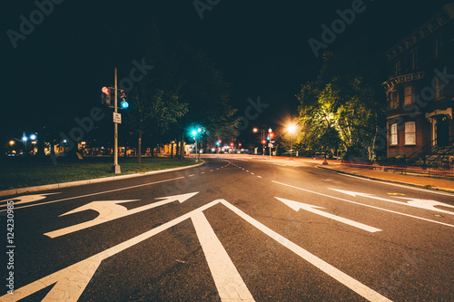 Long exposure of traffic and historic houses at Logan Circle at