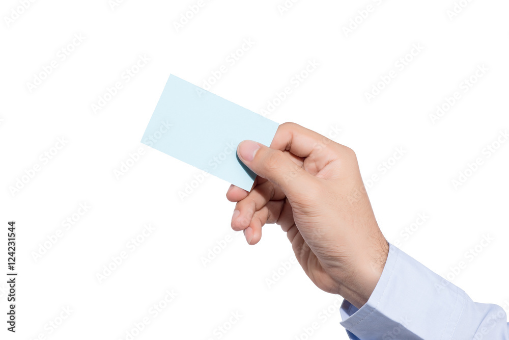 Hand holding paper isolated on white Hand holding paper isolated on white