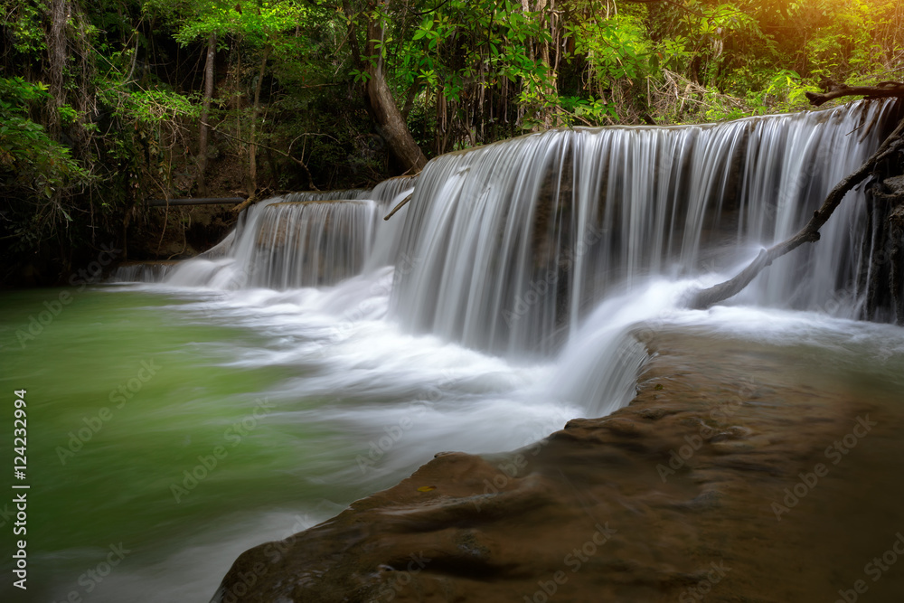 Fototapeta premium Thailand waterfall in Kanjanaburi (Huay Mae Kamin)