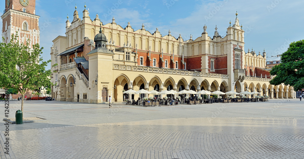 Sukiennice, Kraków -Stitched Panorama - obrazy, fototapety, plakaty 