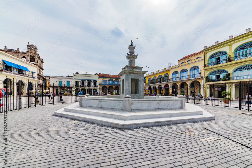 public plaza vieja in historic town of havana, cuba