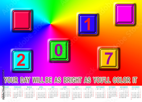 Calendar with bright spectrum of colors