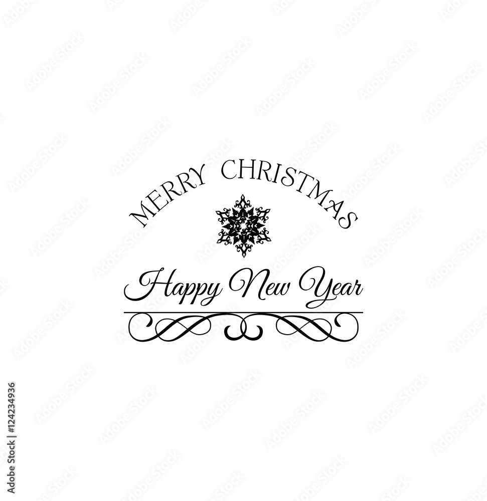 Merry Christmas Greetings Card Design with Snow Flake