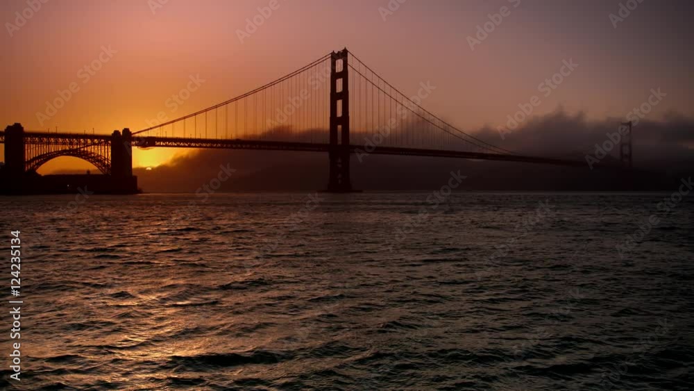 Wide shot of Golden Gate Bridge during sunset Wide shot of Golden Gate Bridge during sunset