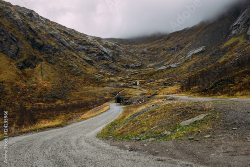 Scenery near Senja - Norway, Scandinavia, Europe. Beautiful fjord and coast. Incredible clouds. Sogn district.