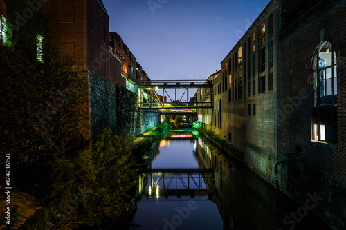 The Chesapeake & Ohio Canal at night, in Georgetown, Washington,