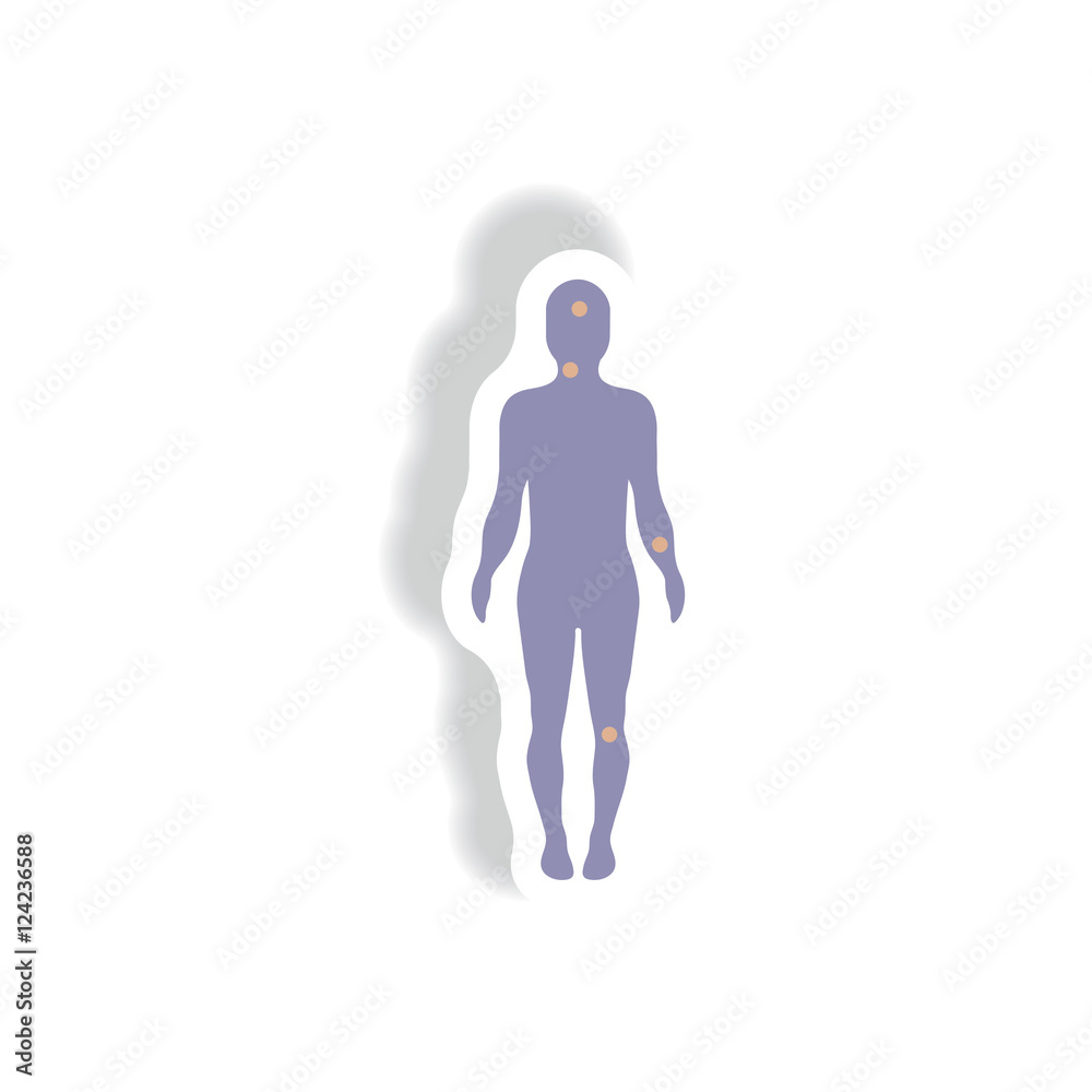 Vector paper sticker various symptoms of Zika on the human Vector paper sticker various symptoms of Zika on the human