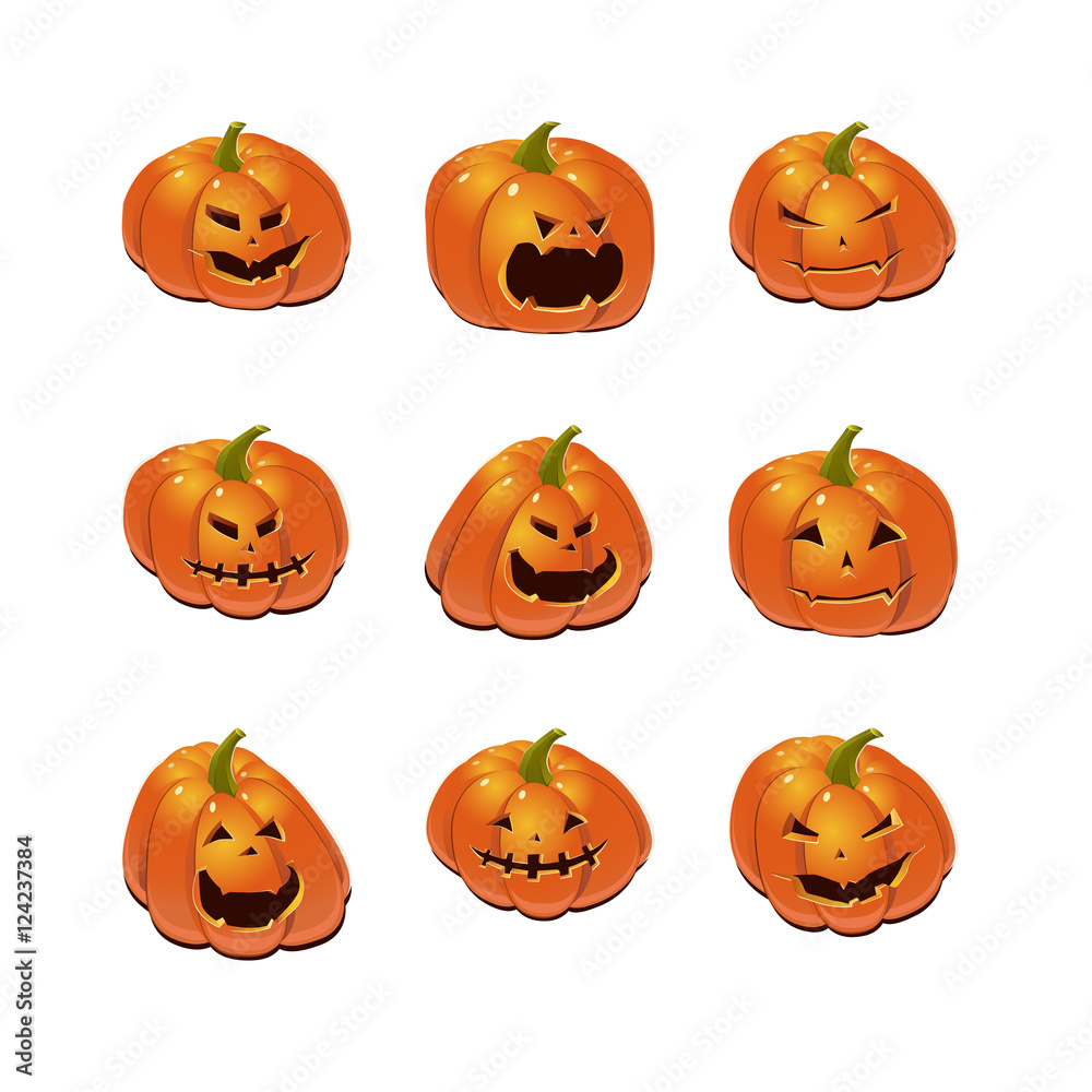 Halloween set with pumpkins Halloween set with pumpkins