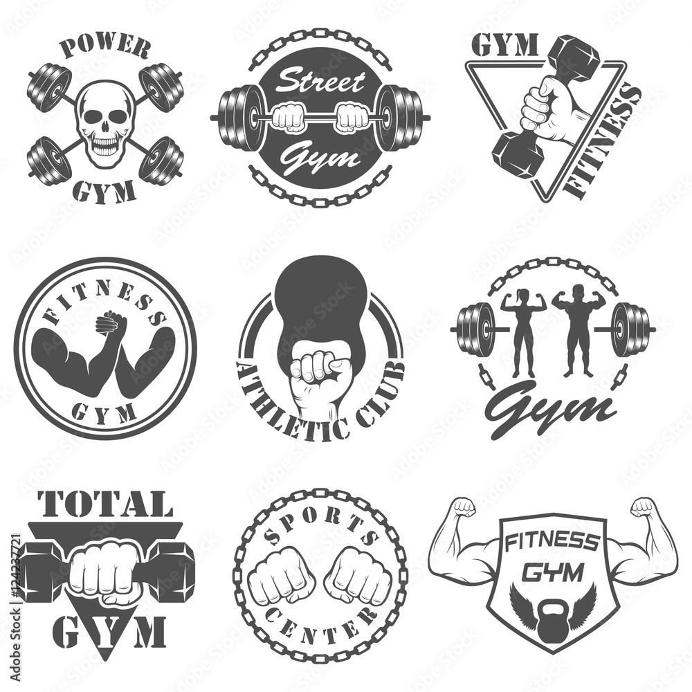 Fototapeta premium Vintage Weight Lifting Label and Sticker