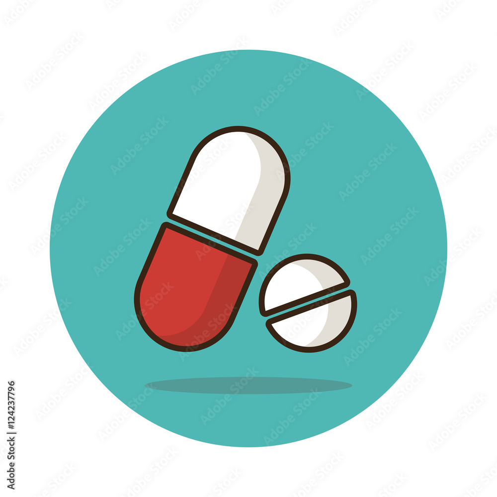 Medical pill flat icon. Medication vector sign Medical pill flat icon. Medication vector sign