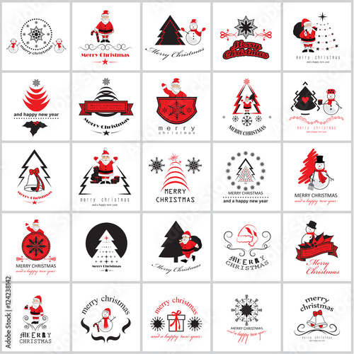 Christmas Icons Set -Isolated On White Background.Vector Illustration,Graphic Design.For Web,Websites,App,Print,Presentation Templates,Mobile Applications And Promotional Materials, Hand Drawn