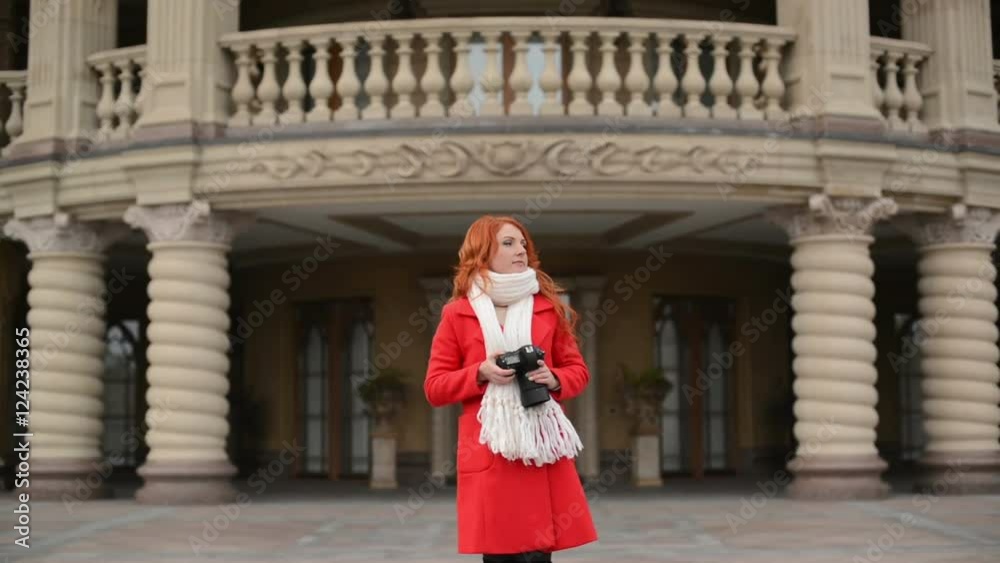 beautiful woman making photo using professional camera beautiful woman making photo using professional camera
