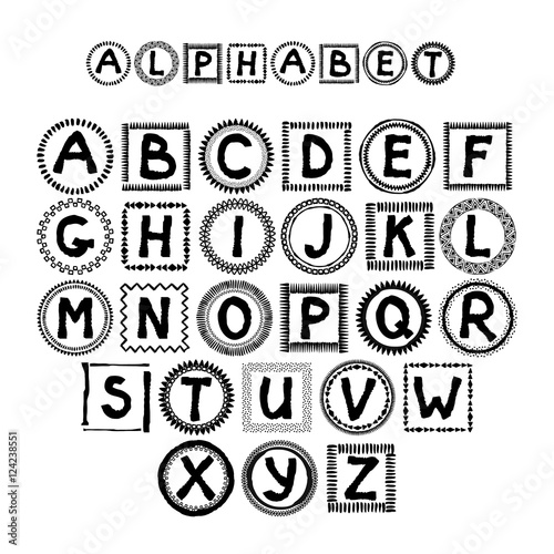 Wallpaper Mural Latin vector alphabet. Abstract grunge letters Torontodigital.ca