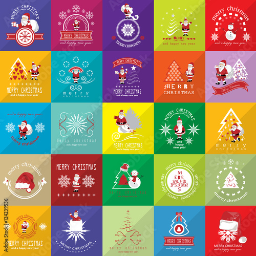 Christmas Icons Set -Isolated On Mosaic Background.Vector Illustration,Graphic Design.For Web,Websites,App,Print,Presentation Templates,Mobile Applications And Promotional Materials, Hand Drawn