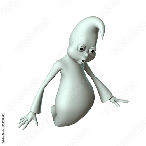 3D Rendering Ghost on White