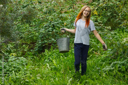 Girl working in garden