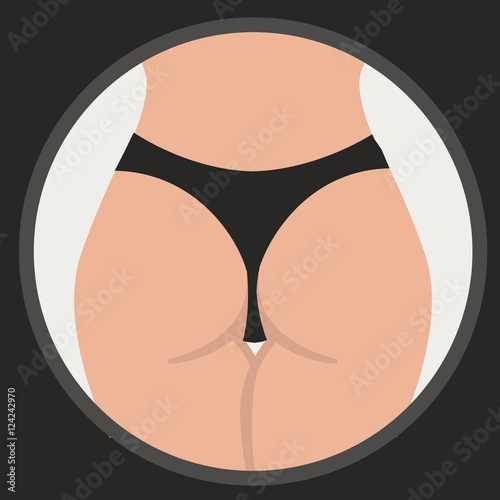 Sexy panties icon. Vector women ass in a thong. high gap