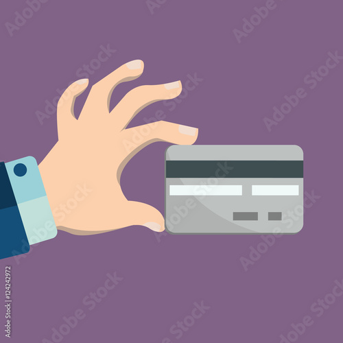 Hand holding credit card, vector