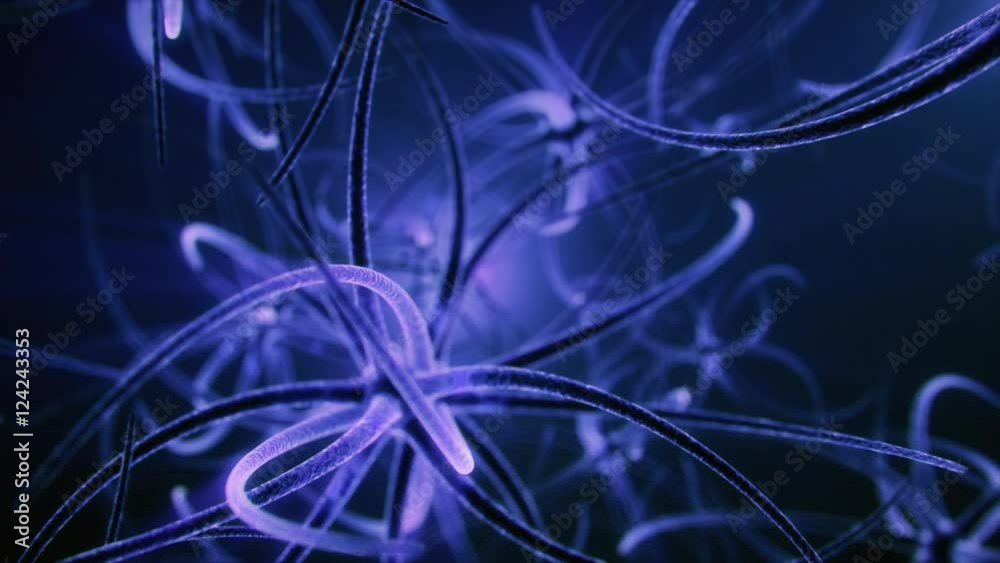 3D animation of central nervous system signal flying through brain
