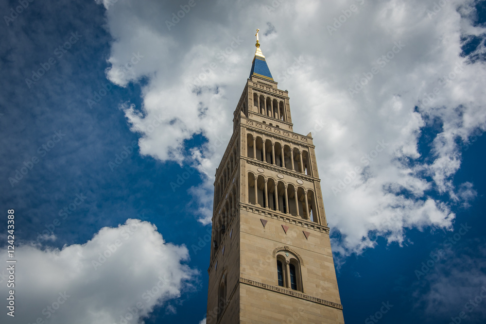 The steeple of the Basilica of the National Shrine of the Immacu