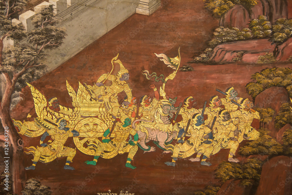 Obraz premium ramakian mural in wat phra keaw