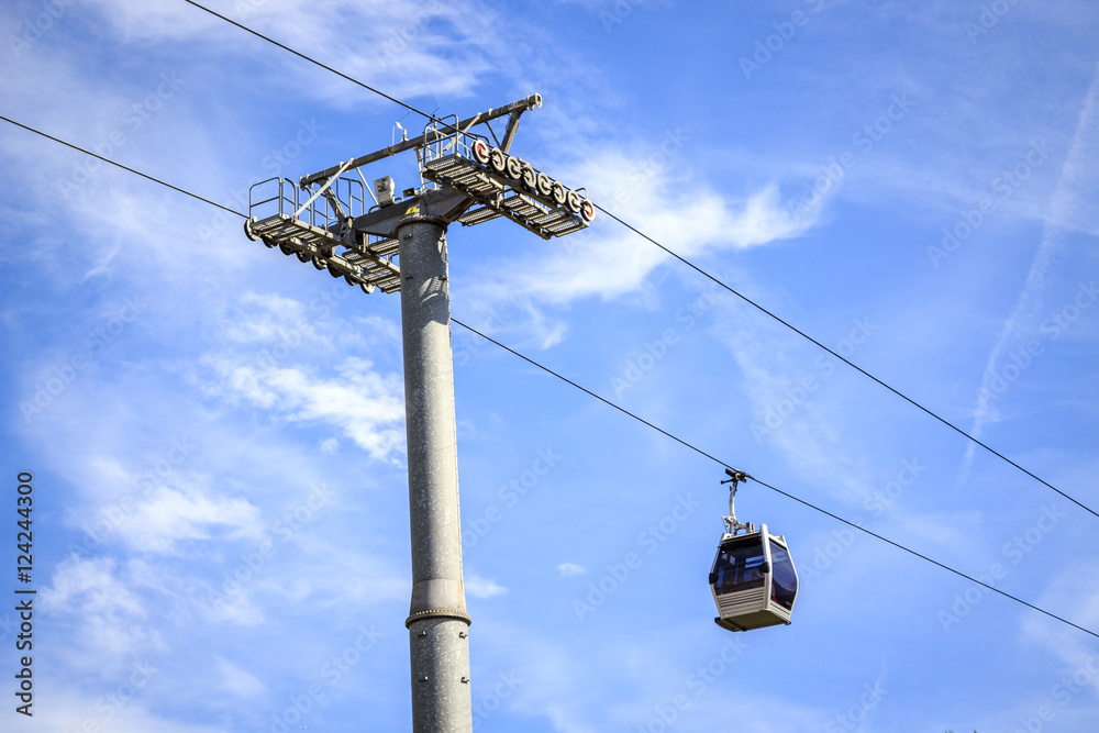 Cable car to Montjuic hill, Barcelona, Spain Cable car to Montjuic hill, Barcelona, Spain