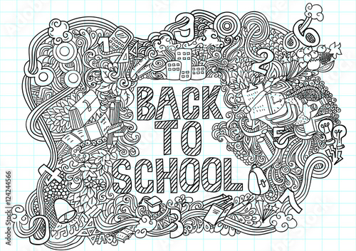 Back to School Supplies Sketchy Notebook Doodles with Lettering