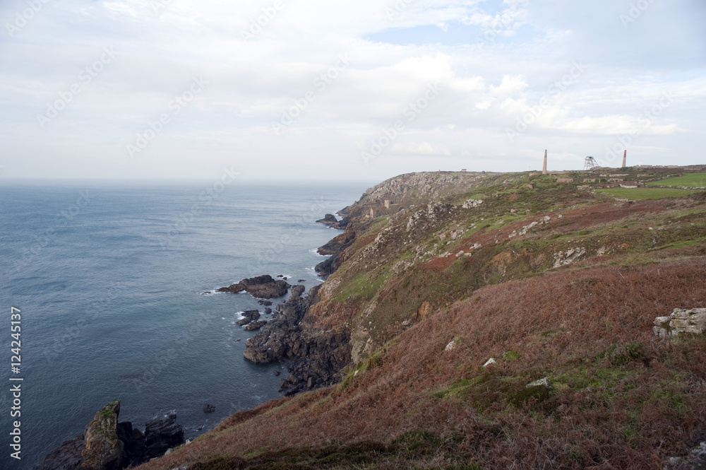 Cornish coastline near the old tin mines Cornish coastline near the old tin mines