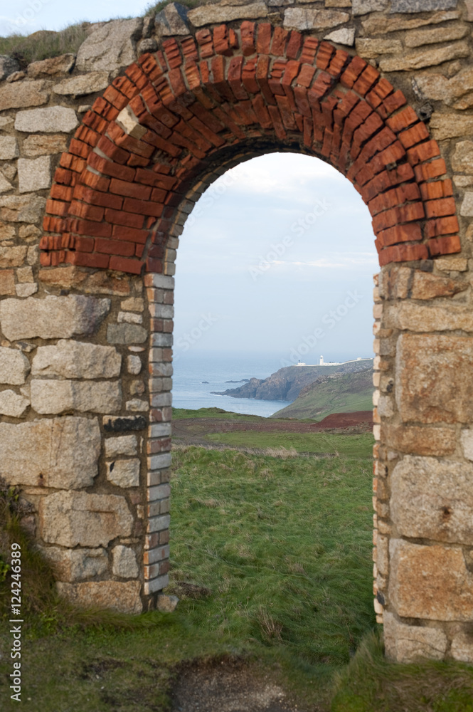 Arched doorway in the Levant Mine ruins