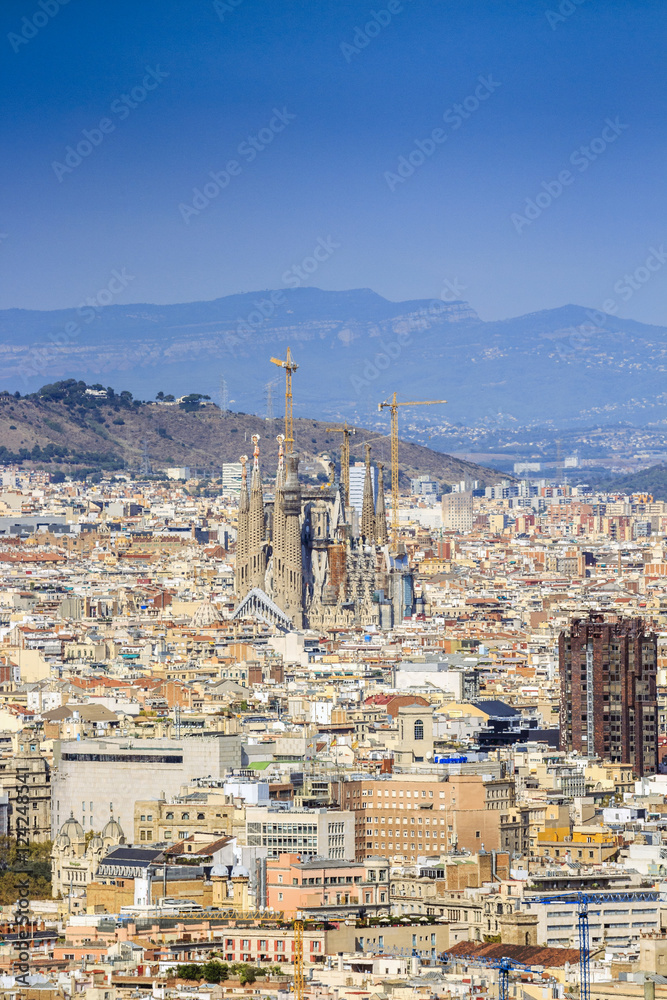Barcelona panorama with Sagrada Familia, Spain